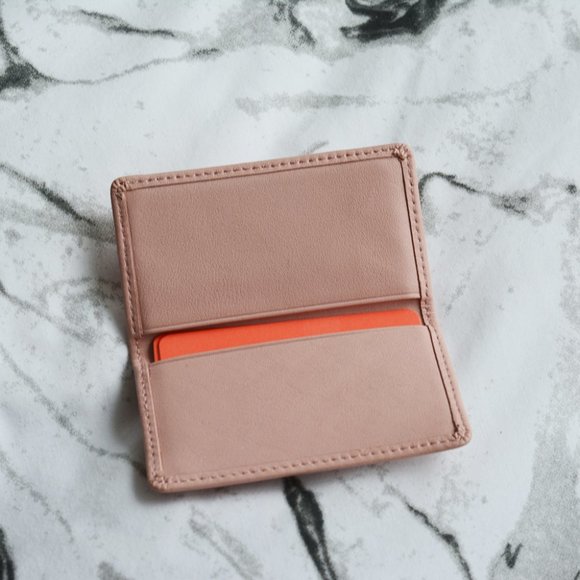 Pink Genuine Leather Business Card Holder - Picture 2 of 5